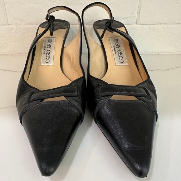 Jimmy Choo Black Leather Pumps Size 38 - Picture 1 of 6